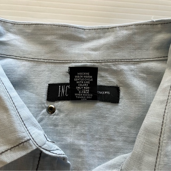 INC International Concepts Button Up Long Sleeve Shirt Light Blue Size XL - Picture 9 of 9